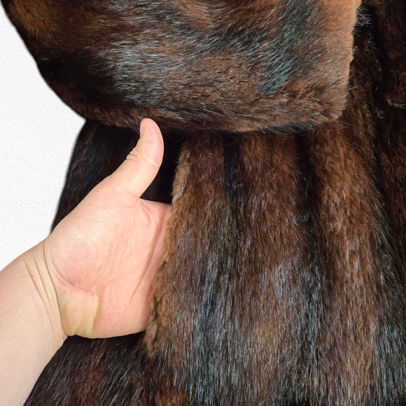 1950s Vintage Brown Mink Fur Coat Mid-Century Swing Old Hollywood Glam Size M/L - Picture 9 of 16